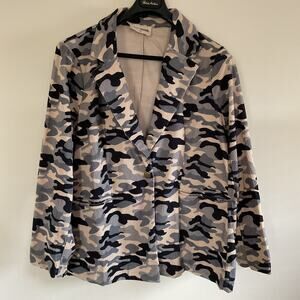 Savanna Jane Camo Corduroy Blazer Jacket Sz 2X Preppy Academia Whimsigoth